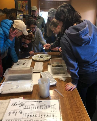 Molly Quade giving presentation about honey bee life cycle